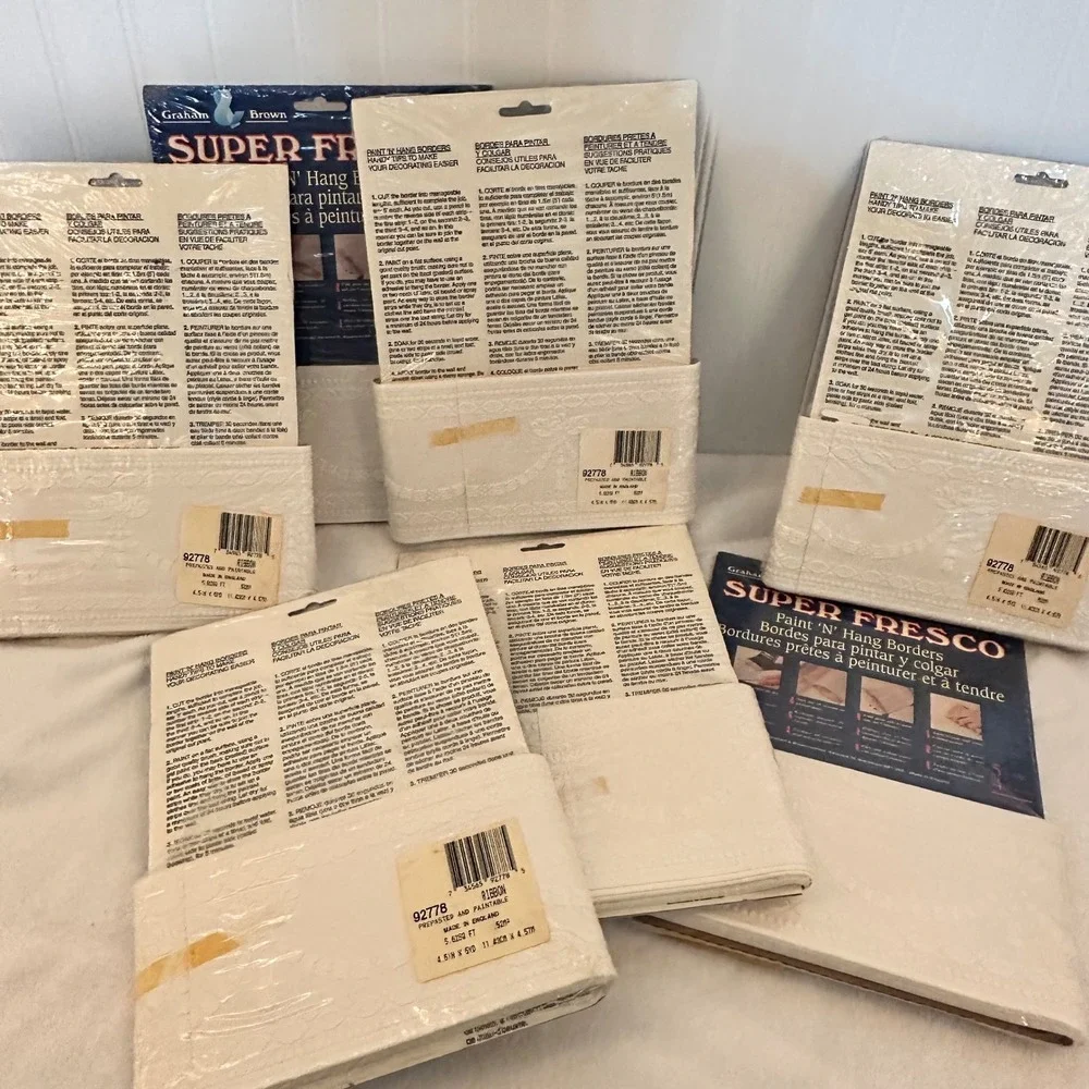 Vintage Graham & Brown Super Fresco Wallpaper Border 7 Roll NEW Paintable Ribbon